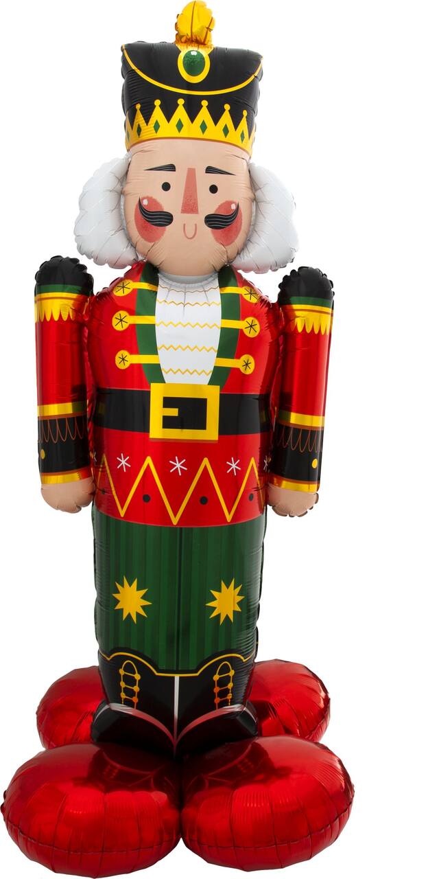 Nutcracker Satin Foil Balloon, Red/Green, 60-in, Air-Filled for Christmas Front_Flat