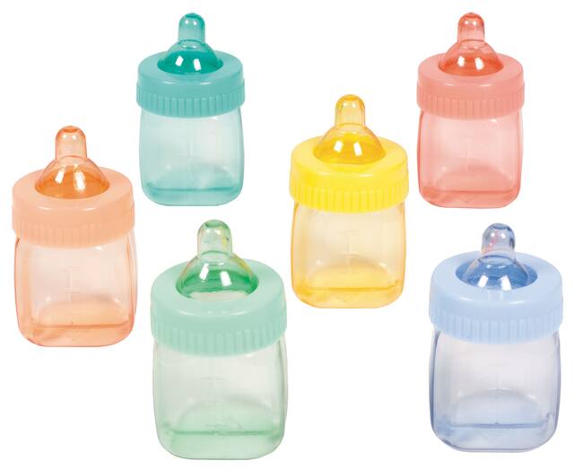 Minibiberons surprises pour fête prénatale, pastel, paq. 6 Front_Elevated