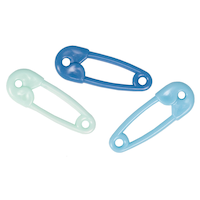 Safety Pin Favour Charms, Blue, 24-pk, for Baby Shower/Gender Reveal Overhead_Flat
