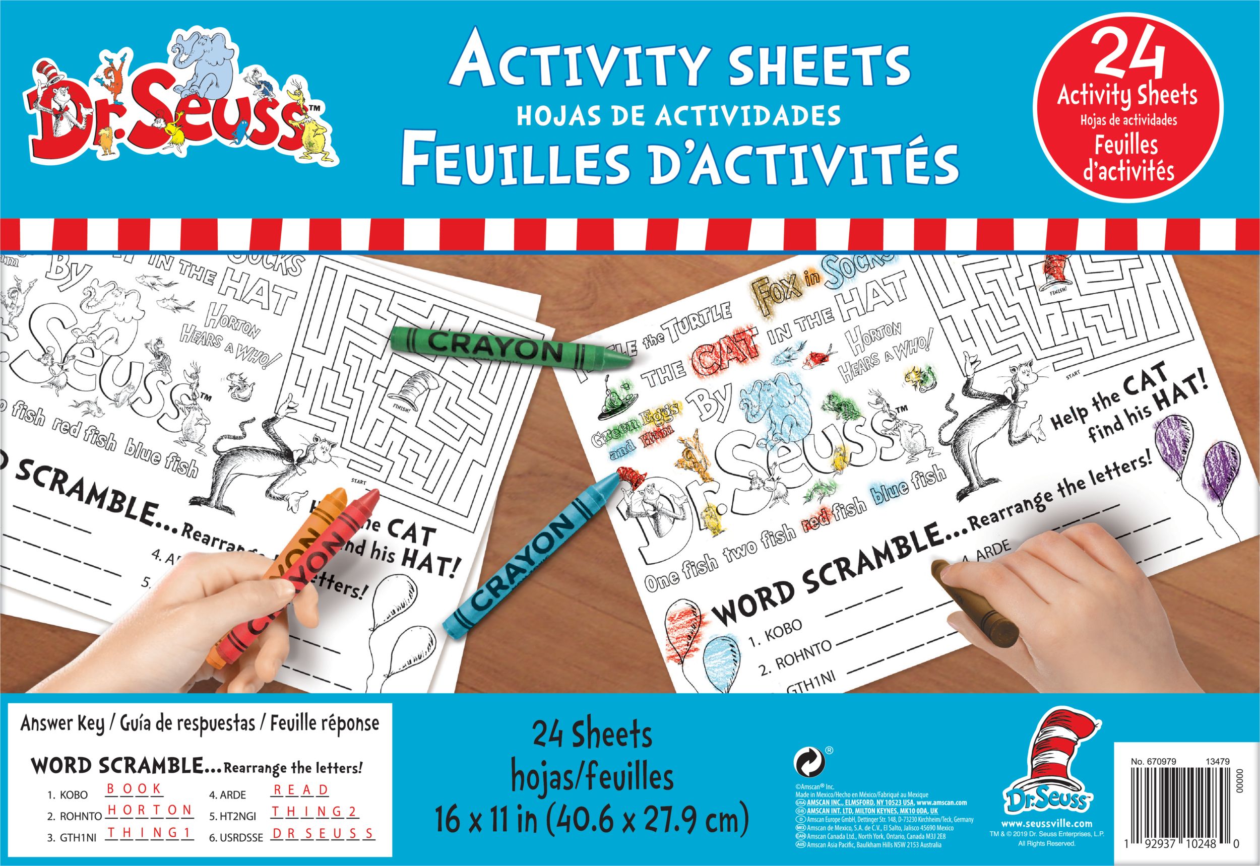 Dr. Seuss Activity Sheets for Classroom/Birthday Party, 24-pk Front_Flat