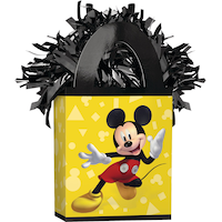 Disney Mickey Mouse Gift Bag Shaped Balloon Weight Accessory, Yellow/Black, 5.5-in, for Birthday Party Front_Angled_Right
