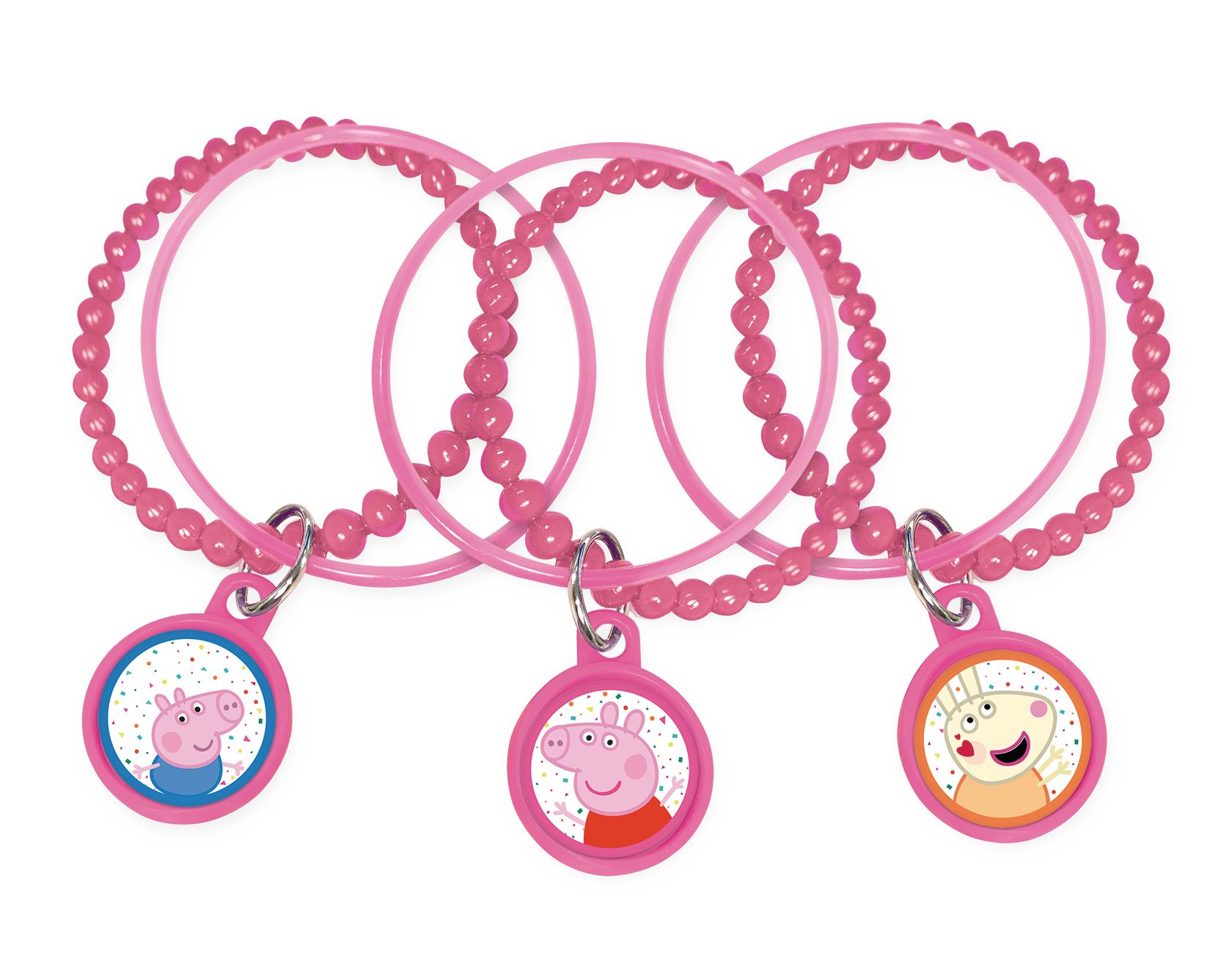 Peppa Pig Confetti Party Bracelet Kits for Birthday Party Favours, 8-pc Overhead_Flat