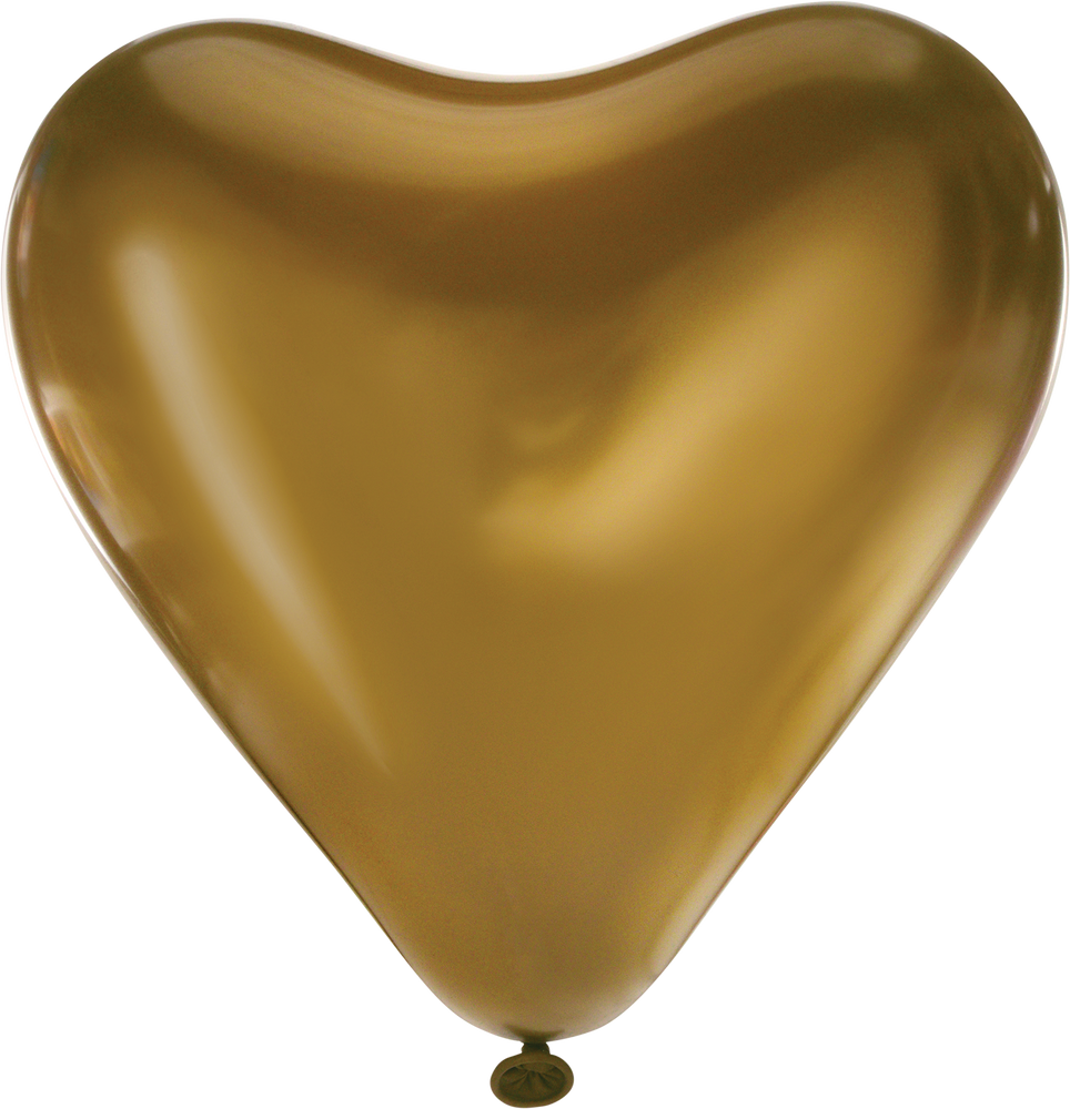 ballon en forme de coeur jaune gold glossy