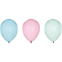 Ballons en latex ronds transparents, bleu/rose/vert, 11 po, paq. 6, pour fête d'anniversaire Front_Flat