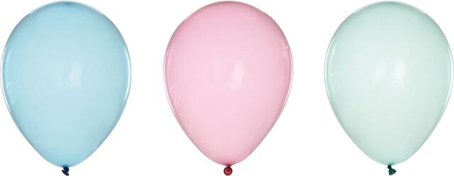 Ballons en latex ronds transparents, bleu/rose/vert, 11 po, paq. 6, pour fête d'anniversaire Front_Flat