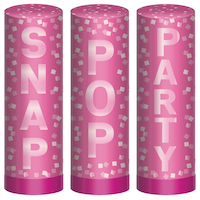 Confetti Cannon Poppers, Pink, 3-pk, for Birthday Party/Gender Reveal/Baby Shower Front_Elevated