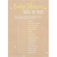 Baby Shower Guess the Price Game, Tan, 24-pk, for Baby Shower Front_Flat