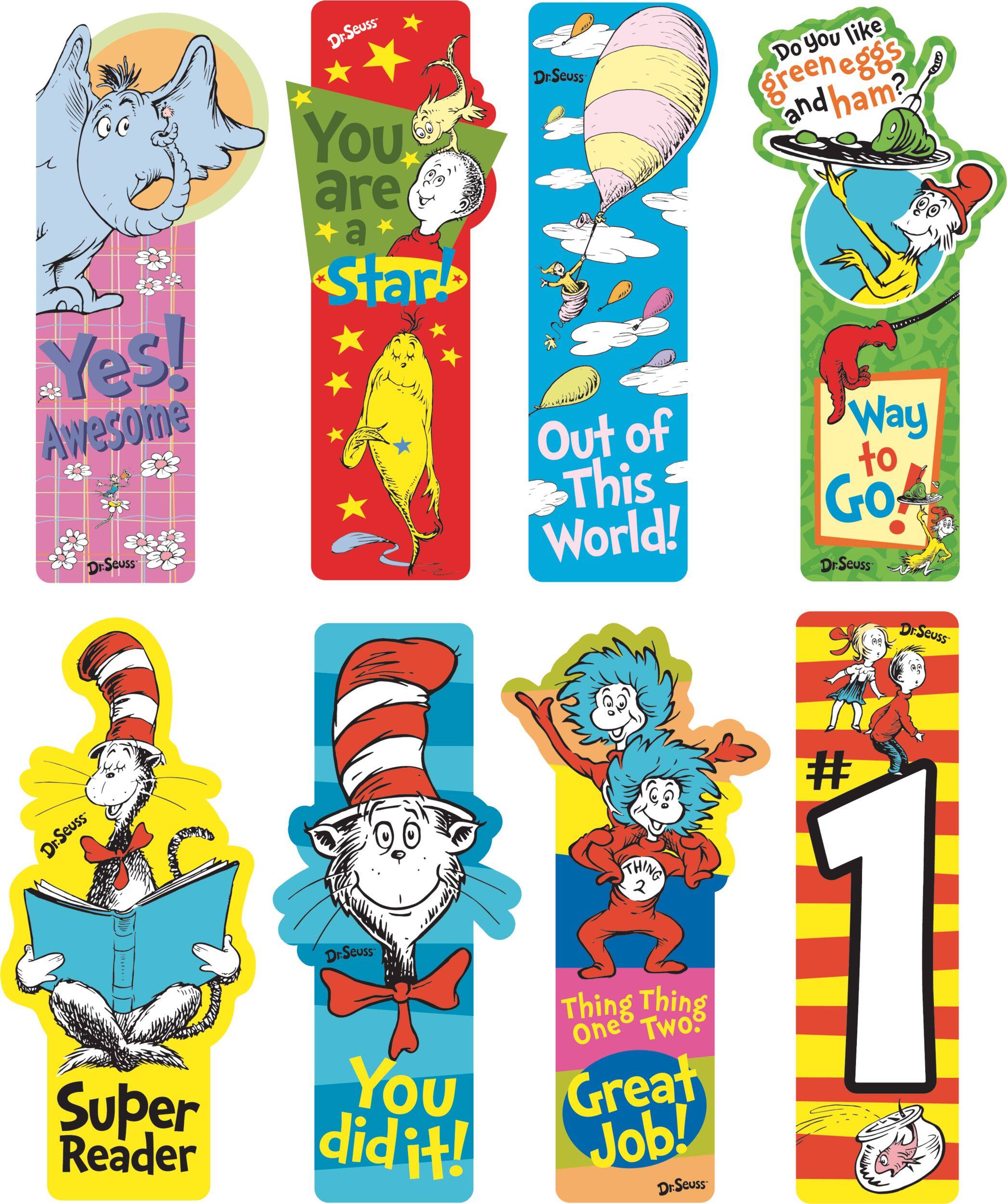 Dr. Seuss Incentive Bookmarks, 8 Assorted Styles Front_Flat