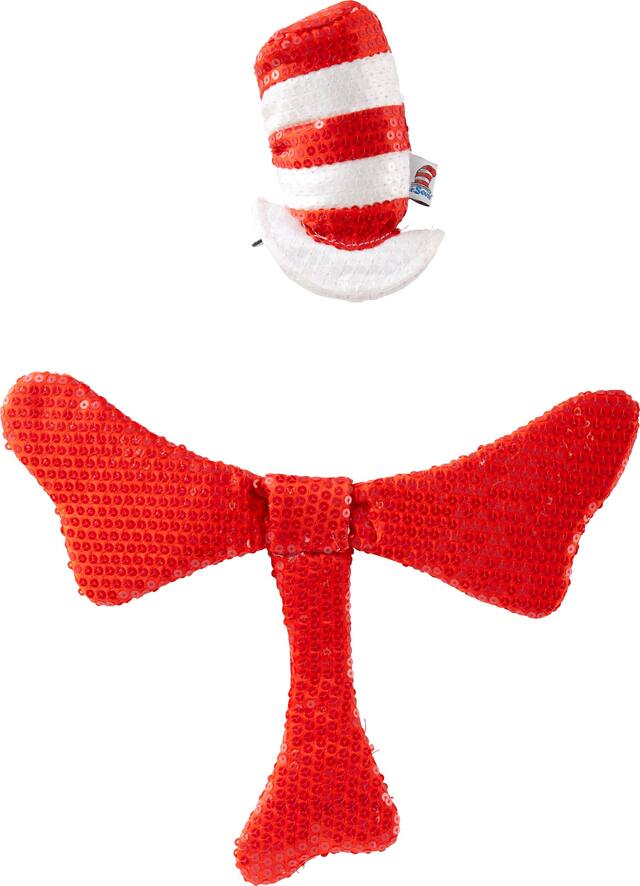 Dr. Seuss Cat in The Hat Sequin Hair Clip-On & Bow Tie Kit for Birthday Party/Halloween, One Size Front_Flat