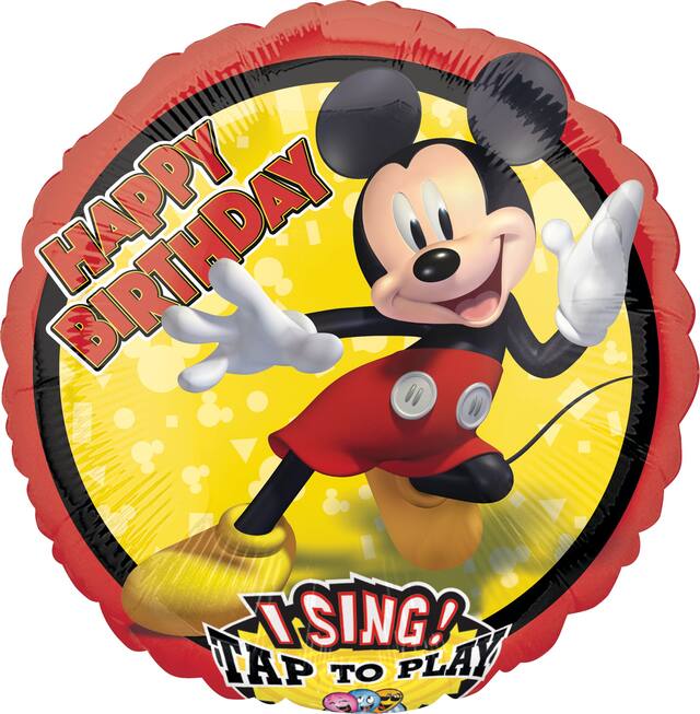Singing Mickey Mouse Foil Birthday Balloon, Helium Inflation Included, 28-in Front_Flat