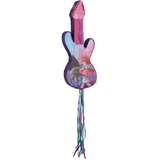 Trolls Guitar Poppy & Branch Pinata Hanging Pull String Decoration, Pink/Blue, 31-in, Holds 2lb of Pinata Filler, for Birthday Parties Front_Angled_Right