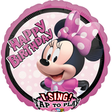 Singing Minnie Mouse Happy Birthday Balloon, 28-in Front_Flat
