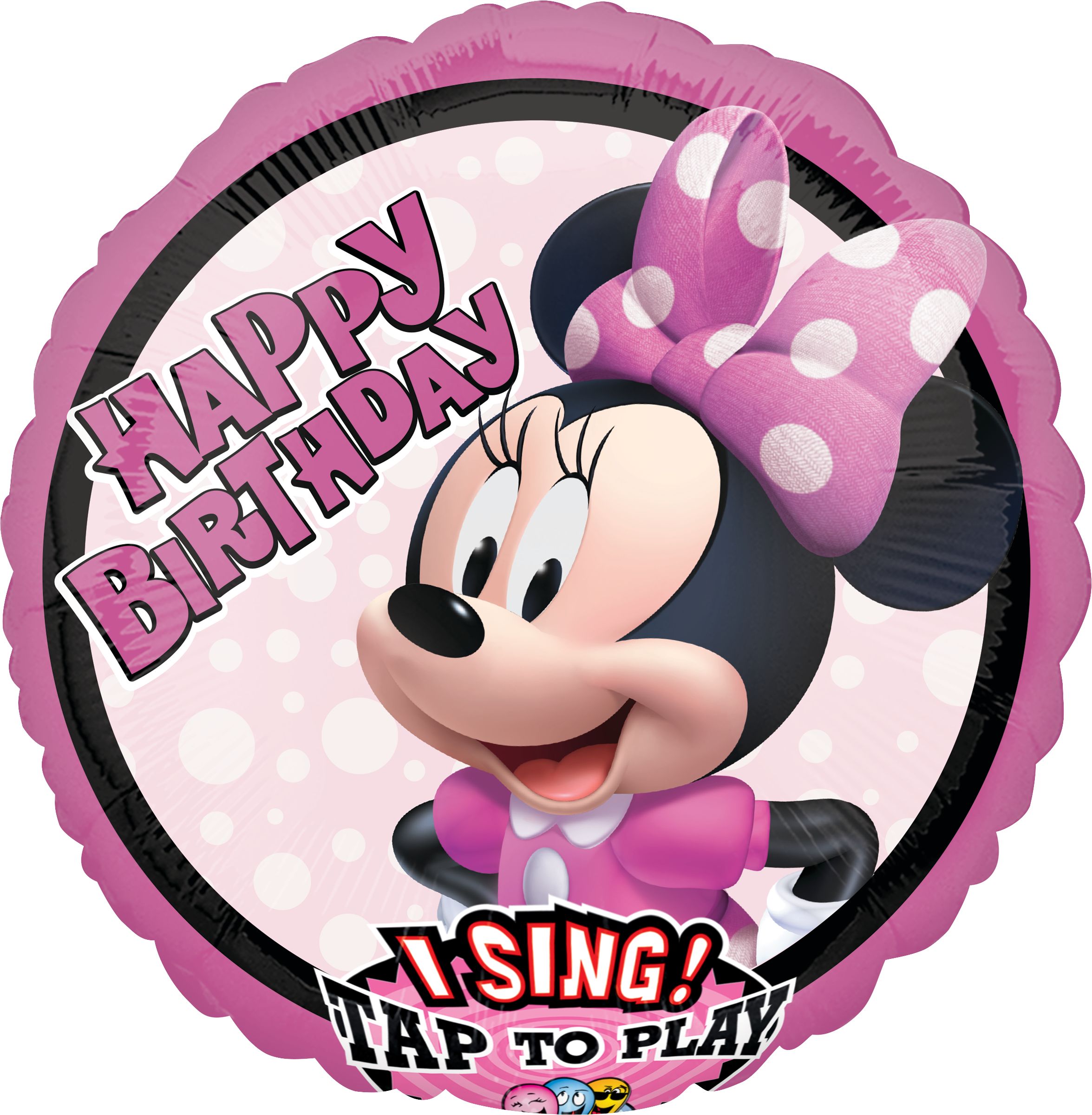 Singing Minnie Mouse Happy Birthday Balloon, 28-in Front_Flat