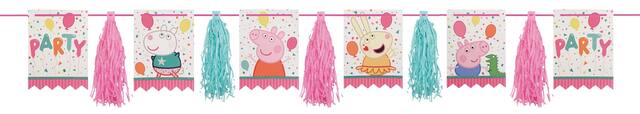 Nickelodeon Peppa Pig Hanging Tassel Garland Banner Decoration, Pink/Blue, 10-ft, for Birthday Party Front_Flat