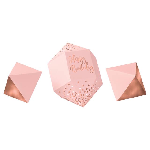 Décorations de table d'anniversaire, rose métallique, paq. 3 Composite_or_Mixed