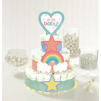 Pastel Stars & Rainbows Baby Diaper Cake Kit Composite_or_Mixed