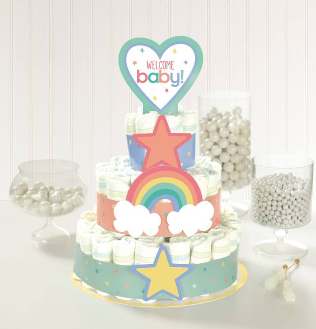 Pastel Stars & Rainbows Baby Diaper Cake Kit Composite_or_Mixed