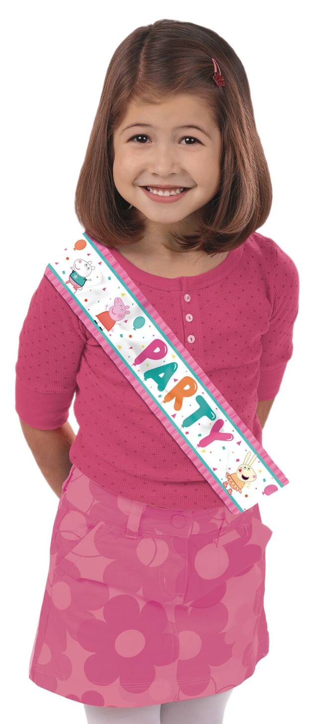 Nickelodeon Peppa Pig "Party" Sash, Multi-Coloured, One Size, Wearable Accessory for Birthdays Front_Flat