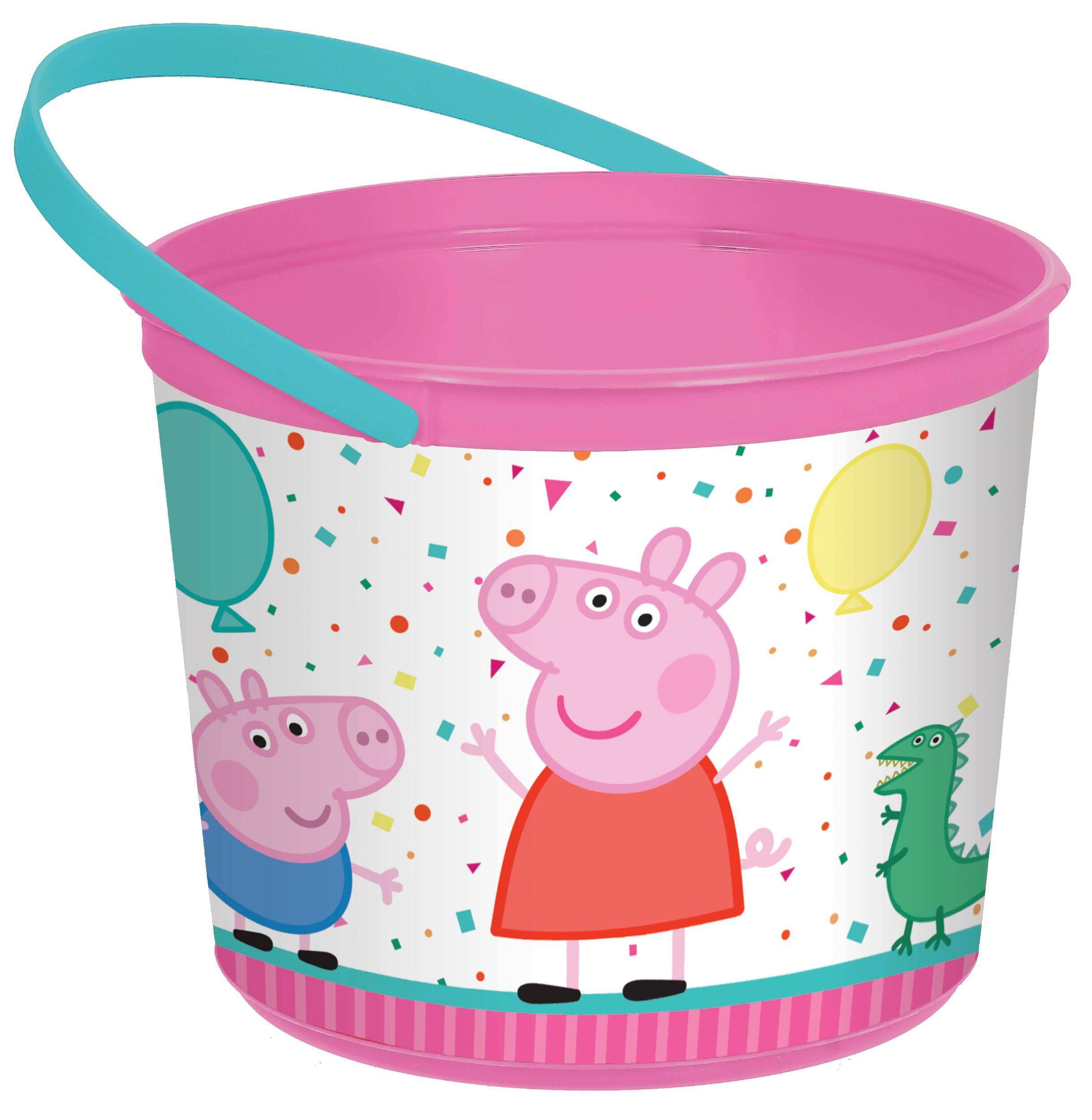 Seau de cadeaux-surprises Fête d'anniversaire Peppa Pig, rose Front_Angled_Right