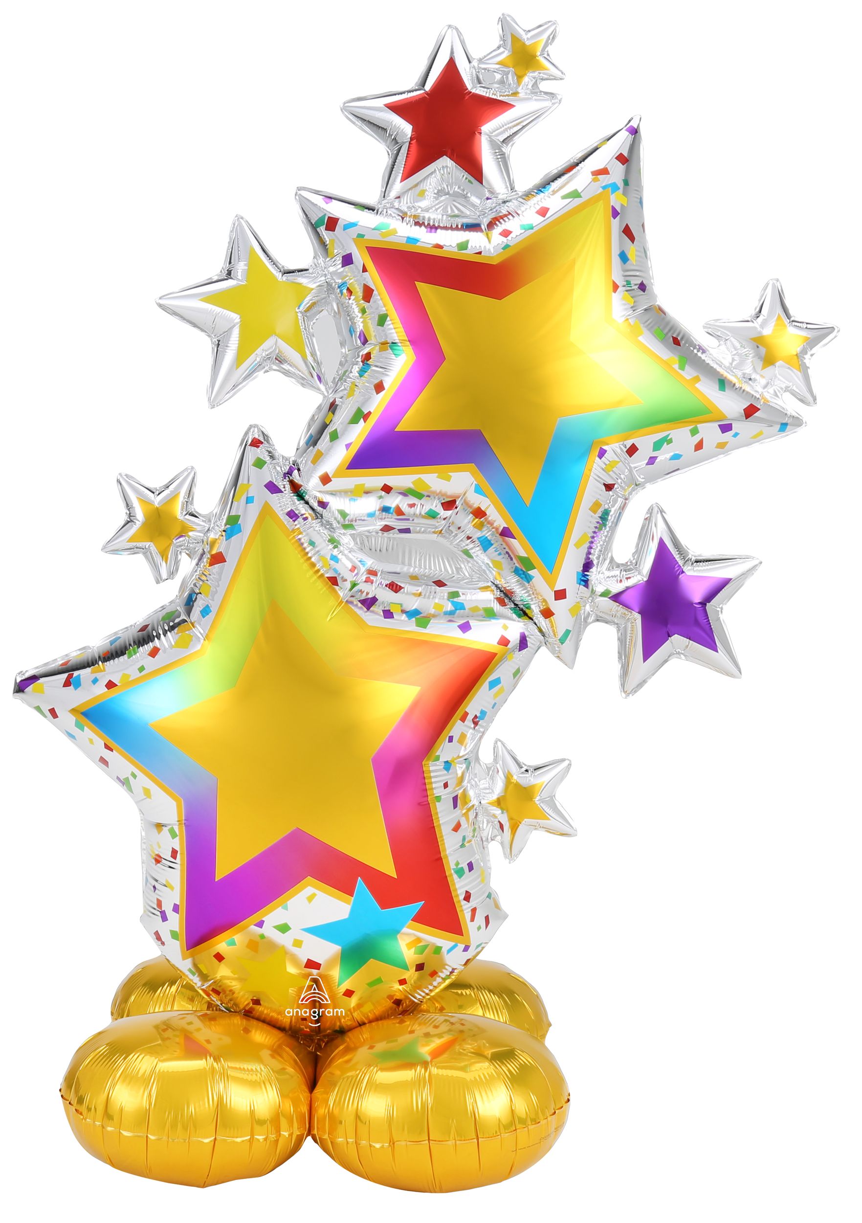 Stars Satin Foil Balloon, Gold/Silver, 59in, AirFilled for Special