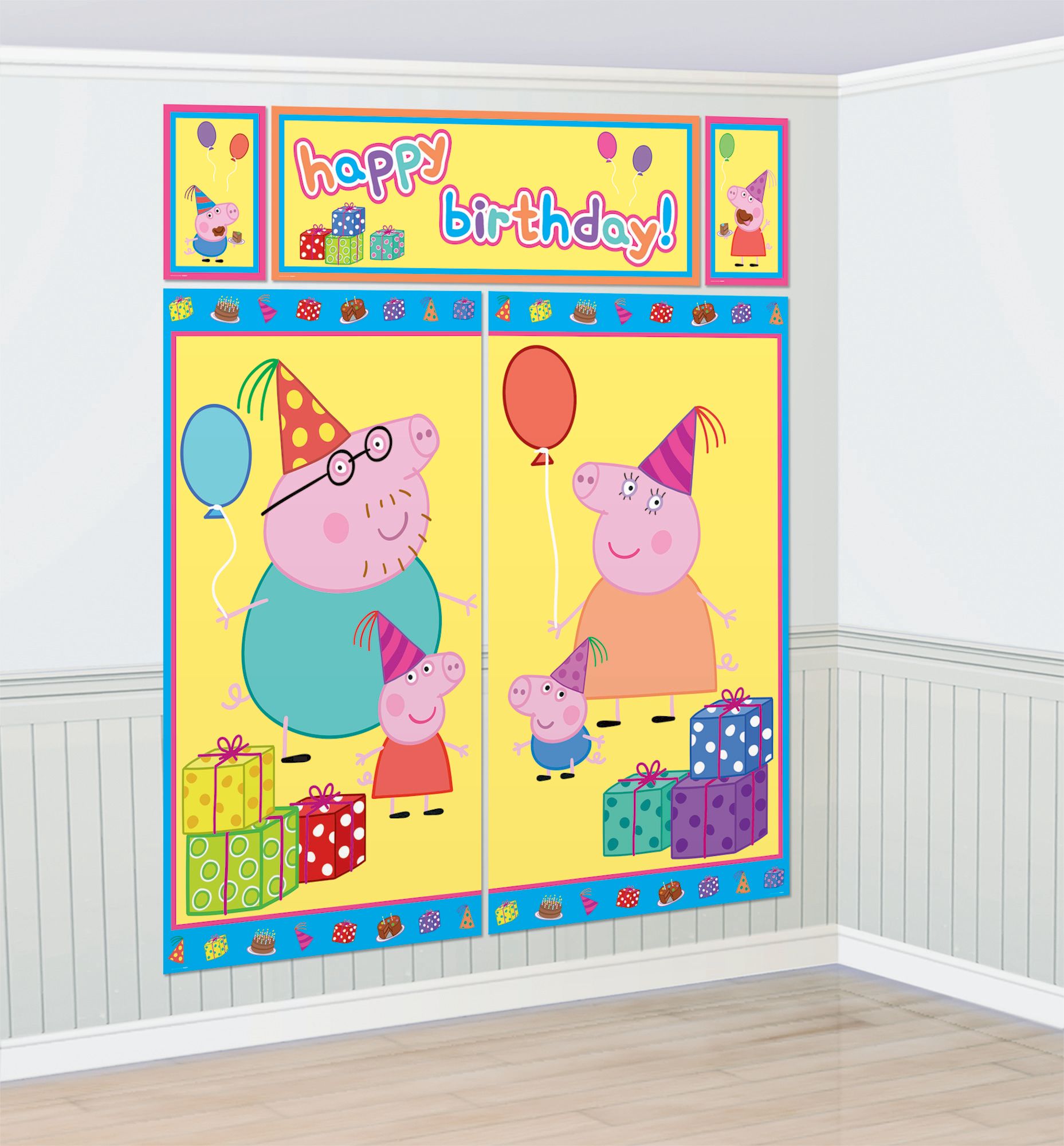 Peppa Pig Scene Setter with Photo Booth Props, 17-pc Front_Angled_Right