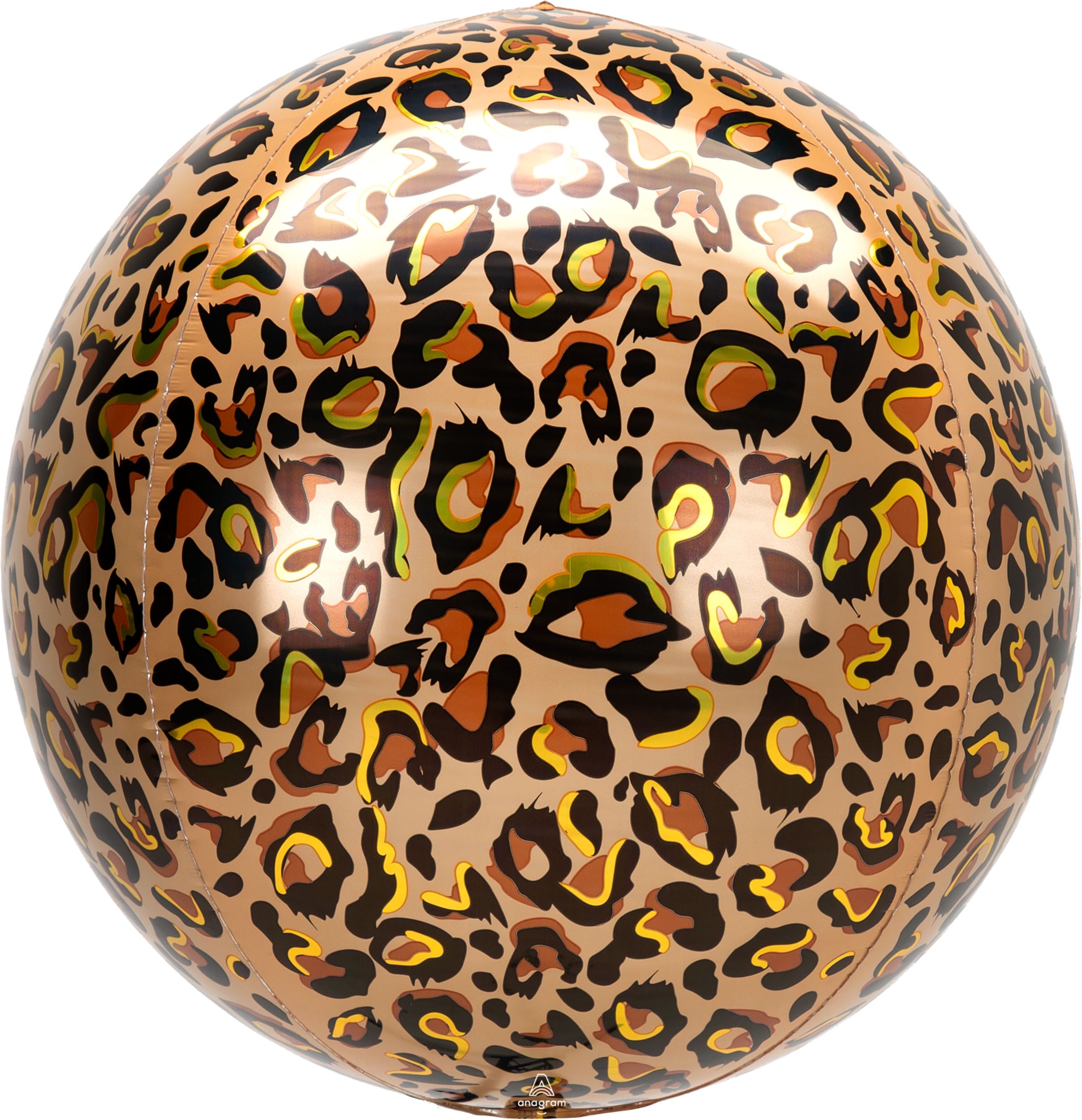 Ballon en aluminium satiné Orbz, brun/noir, imprimé léopard, 16 po, gonflement à l'hélium et ruban inclus, pour anniversaire/occasion spéciale Front_Flat