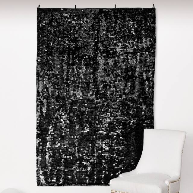 Sequin Scene Setter Background Decoration, Black, 6.6-in, for Graduation/New Year's Eve/Birthday Front_Flat