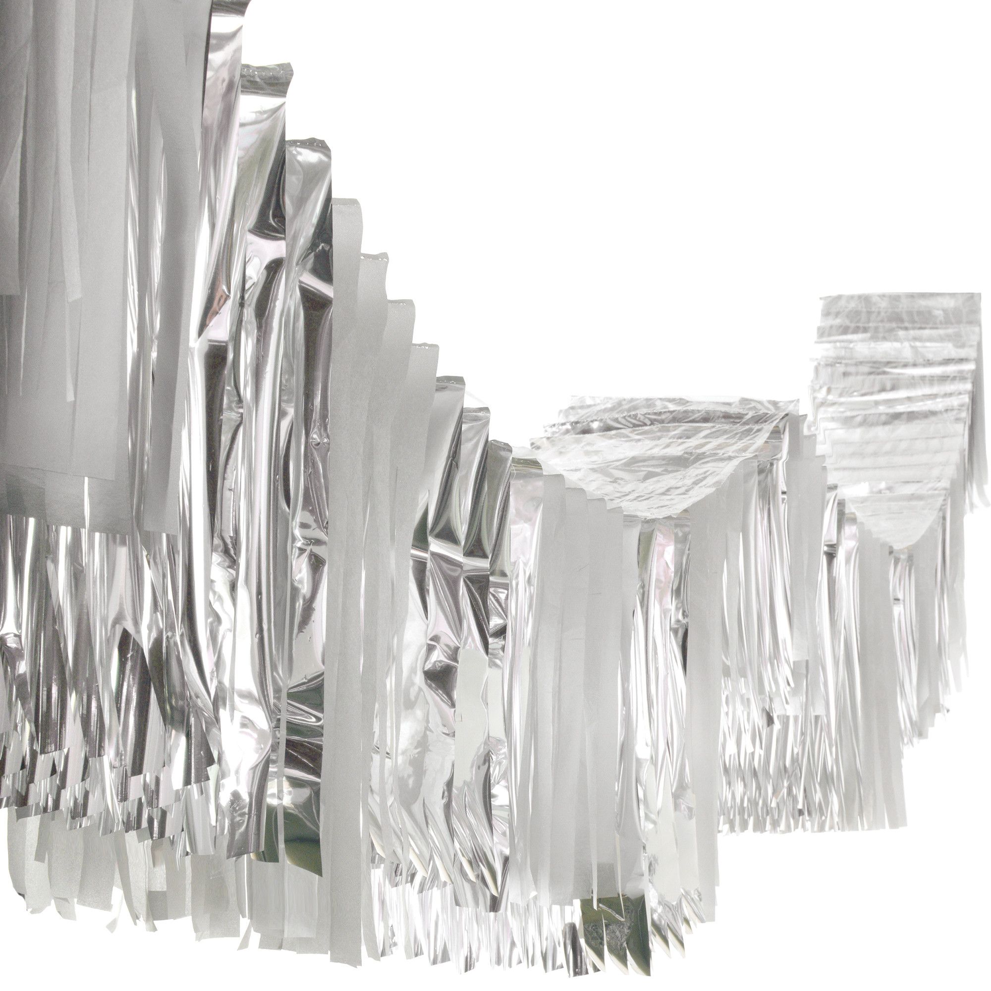 Accordion Fringe Foil & Tissue Ceiling Hanging Garland Banner Decoration, Silver, 12-ft, for Graduation/New Year's Eve/Birthday Front_Angled_Right