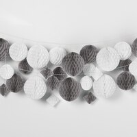 Décorations alvéolées Amscan, argent et blanc