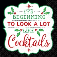 Cocktail Christmas Beverage Napkins, 16-pk Front_Flat