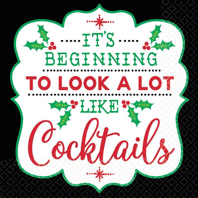 Serviettes à boisson Cocktail de Noël, paq. 16 Front_Flat