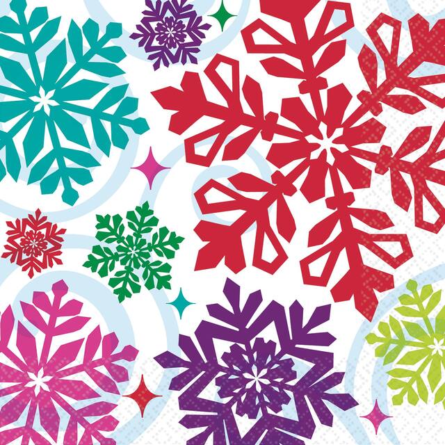 Serviettes pour boissons Fêtes couleurs vives, paq. 16 Front_Flat