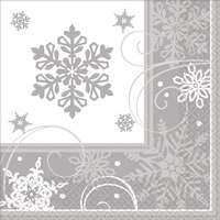 Sparkling Snowflake Beverage Napkins, 16-pk Front_Flat