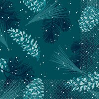 Serviettes à boisson Noël bleu sarcelle, paq. 16 Front_Flat