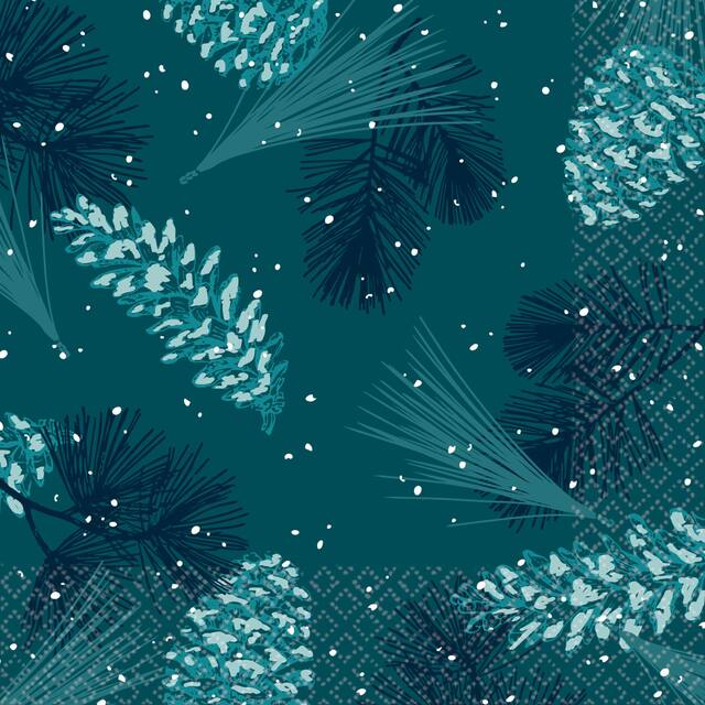 Serviettes à boisson Noël bleu sarcelle, paq. 16 Front_Flat