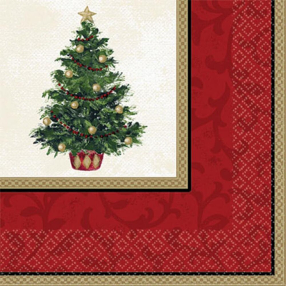 Classic Christmas Tree Beverage Napkins, 16pk Party City