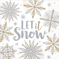 Serviettes de table, neige brillante, paq. 16 Overhead_Flat