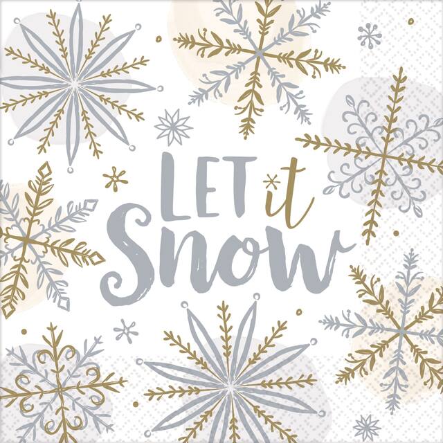 Serviettes de table, neige brillante, paq. 16 Overhead_Flat