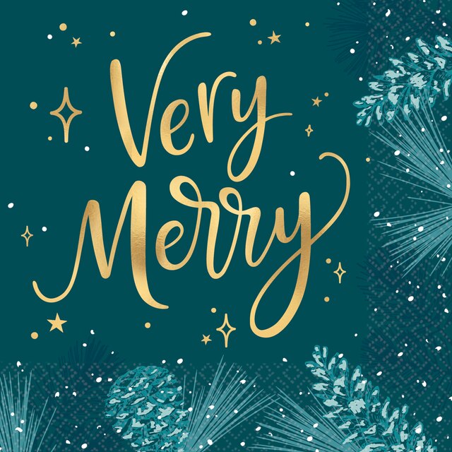 Teal Very Merry Lunch Napkins, 16pk Party City