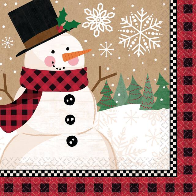 Serviettes de table à motif de bonhomme de neige, Merveille d'hiver, paq. 16 Overhead_Flat