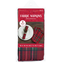 Traditional Plaid Fabric Napkins, 4-pk Front_Flat