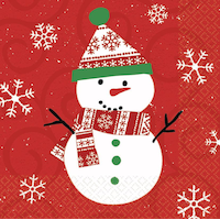 Serviettes de table à motif de bonhomme de neige très joyeux, paq. 20 Front_Flat