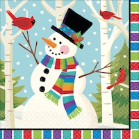 Serviettes de table, bonhomme de neige souriant et coloré, paq. 125 Front_Flat