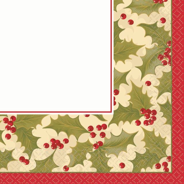 Winter Holly Lunch Napkins, 100-pk Front_Flat