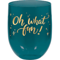 Verres à vin sans pied Very Merry, bleu sarcelle et or métallique, paq. de 4 Front_Flat