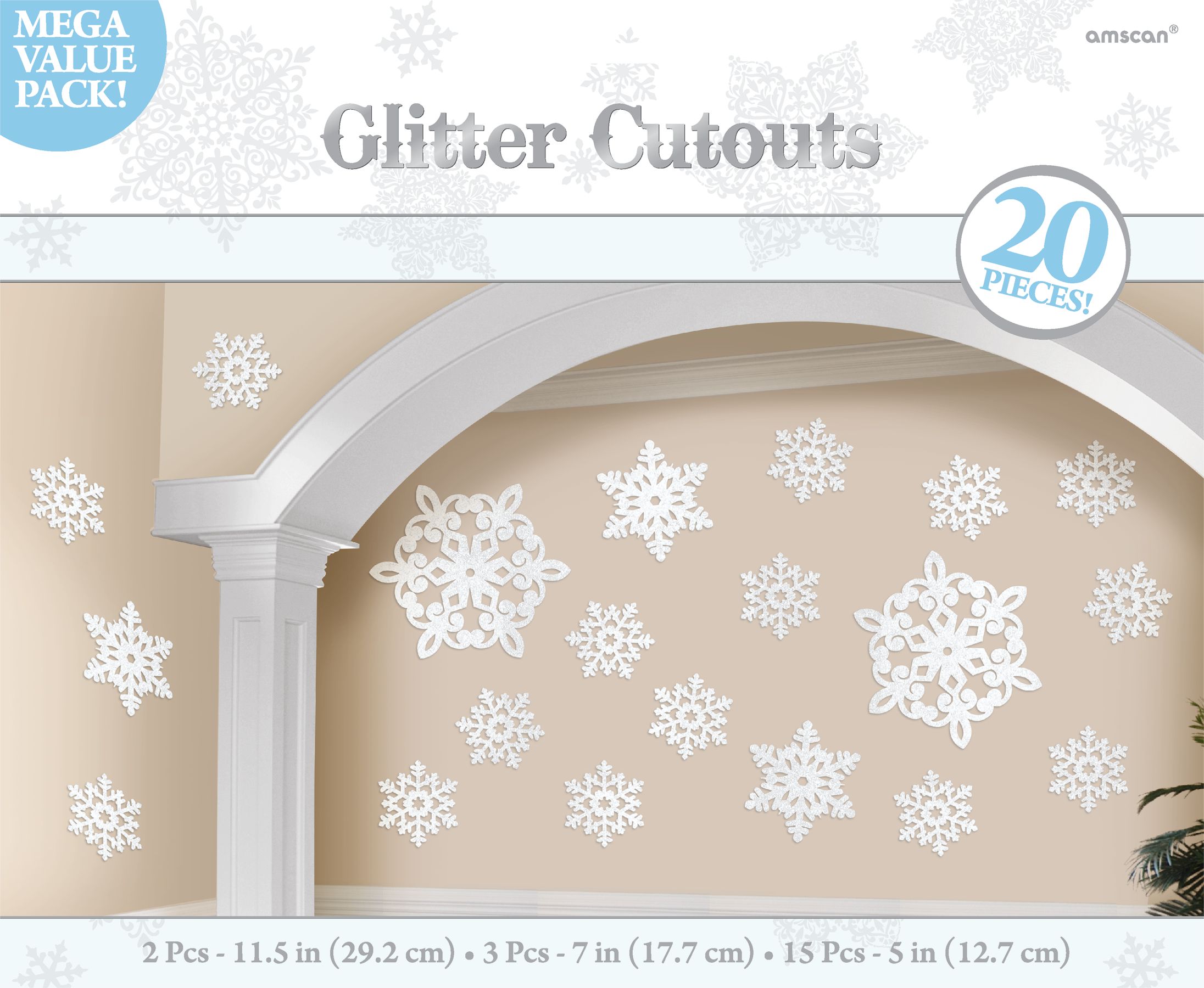Glitter Snowflake Cutouts, 20-pc Front_Flat