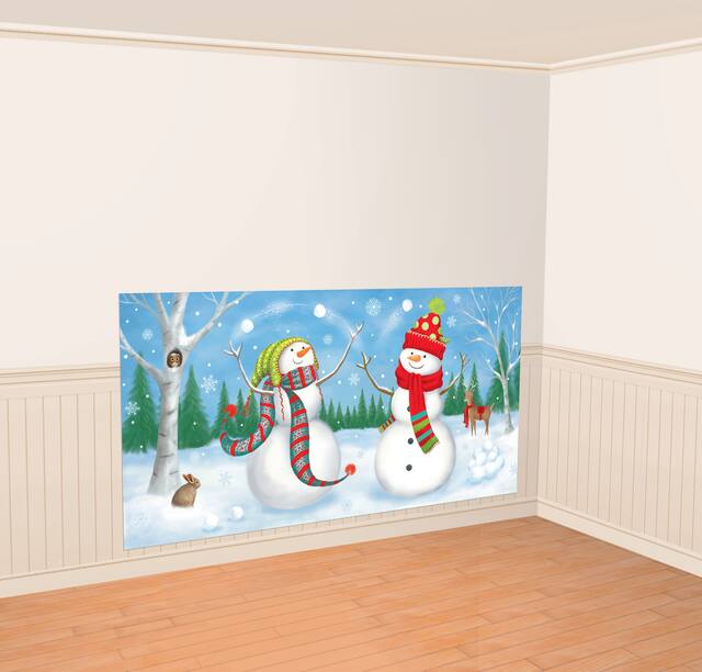 Décoration murale en plastique Bonshommes de neige fantaisiste Front_Angled_Right