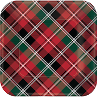 Holiday Plaid Lunch Plates, 40-pk Overhead_Flat