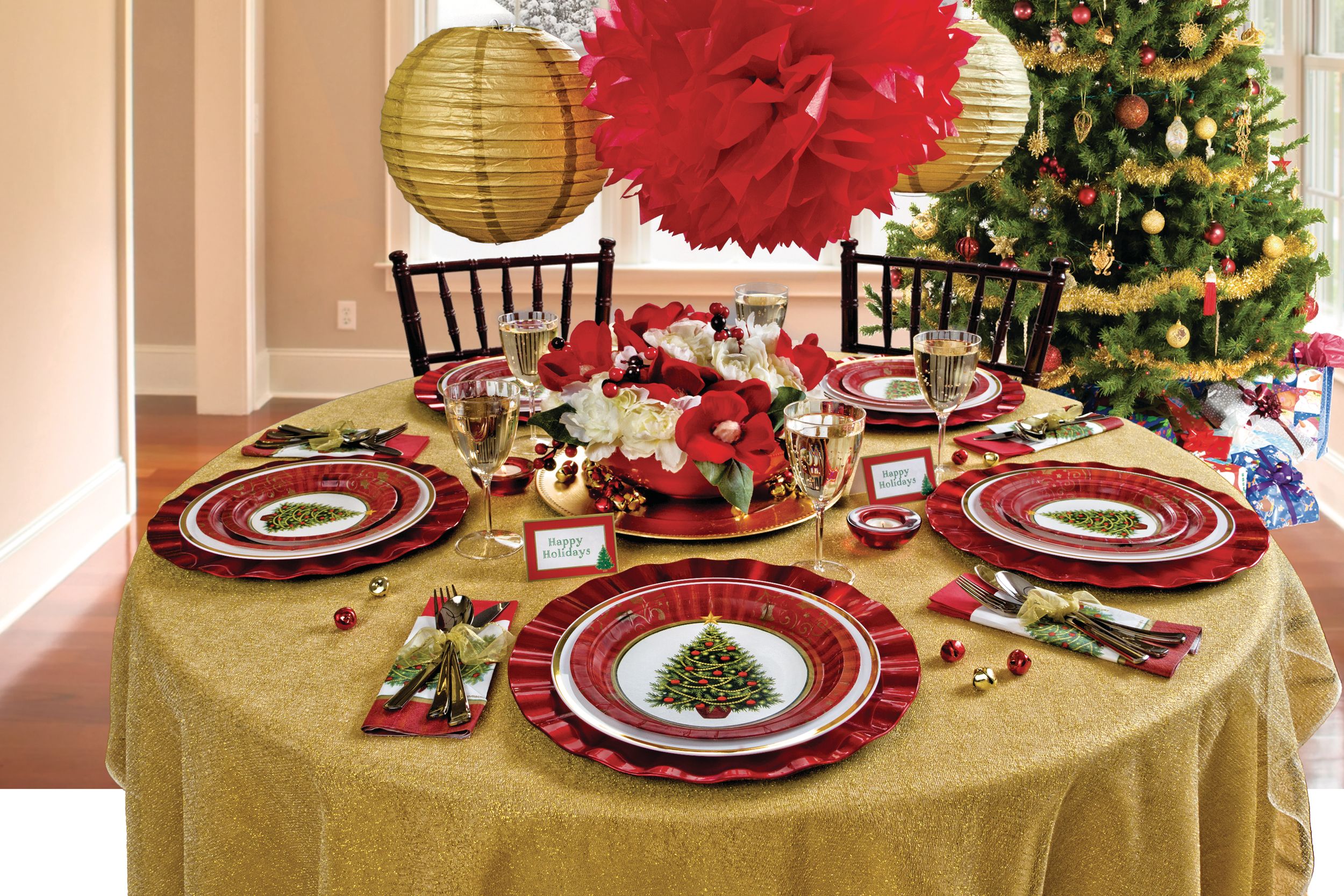 Assiettes à dîner en papier Arbre étincelant, paq. 50 Composite_or_Mixed