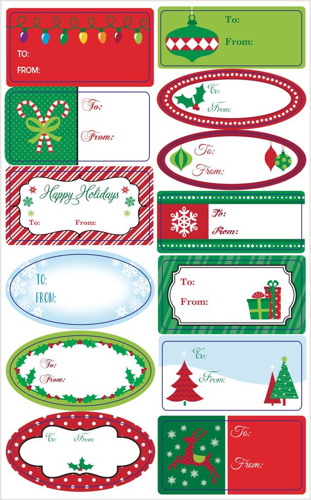 Étiquettes-cadeaux adhésives de Noël, thème hivernal, paq. 156 Front_Flat